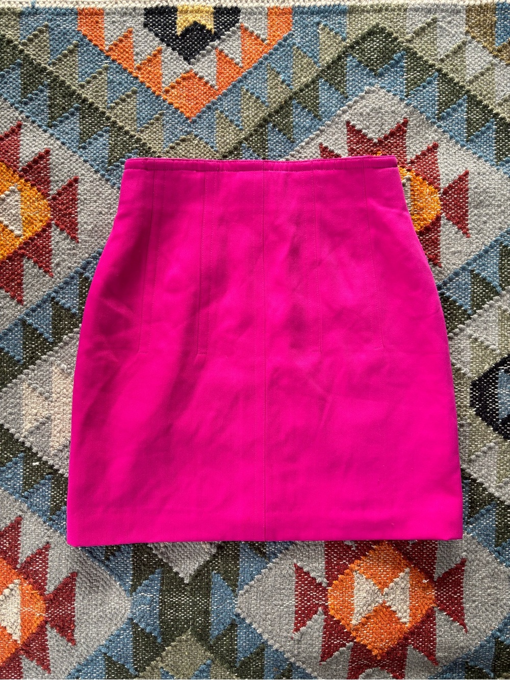Vintage Escada 80s Virgin Wool Fuschia Mini Skirt Lined Made West Germany
